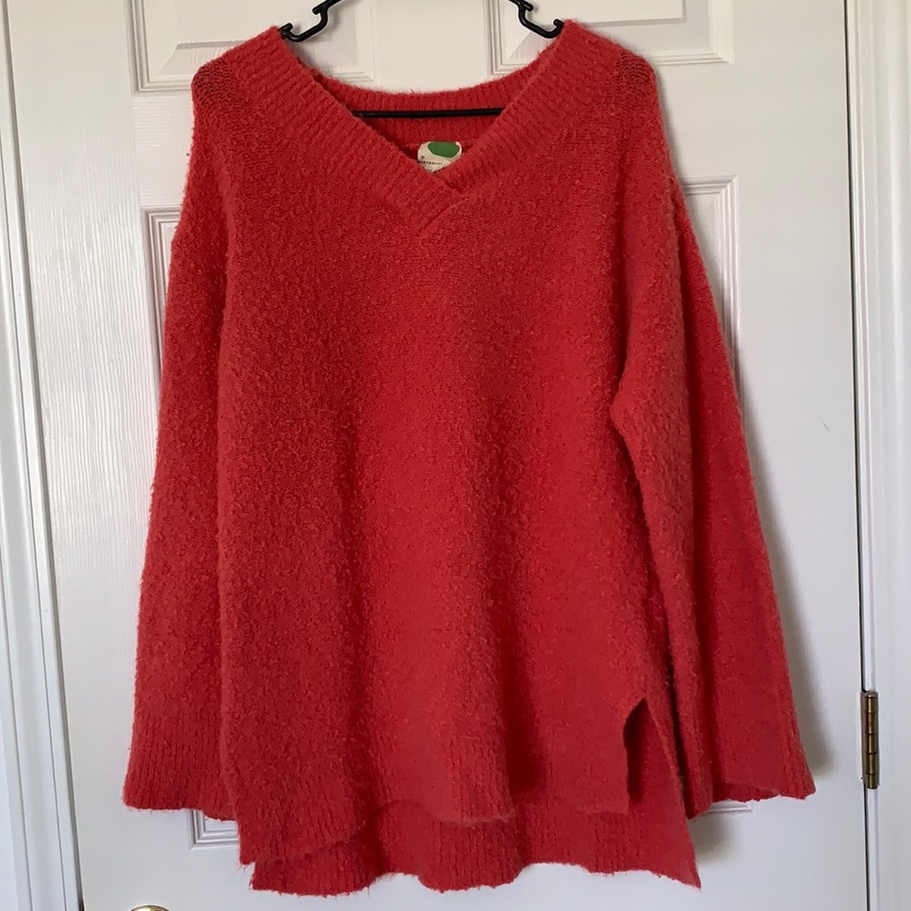 Anthropologie fuzzy wool blend v-neck slouchy sweater